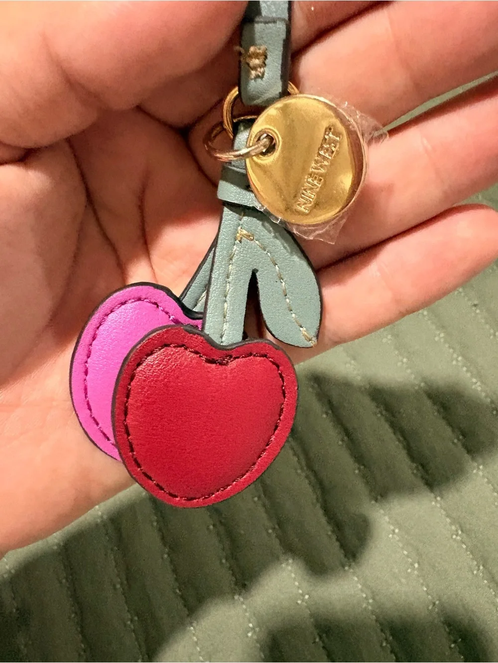 Nine West Pink and Red Cherry Key & Card Holder Charm